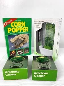corn popper, herb saver, artichoke cooker