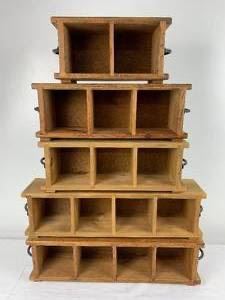 Fun stacking wood shelves with handles 