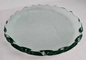Large art glass bowled dish w/ organic scalloped edge
