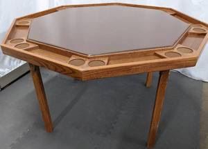 Kestell 54" Octagon Folding Oak Poker Table 