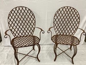 Pair of lovely wrought iron garden chairs