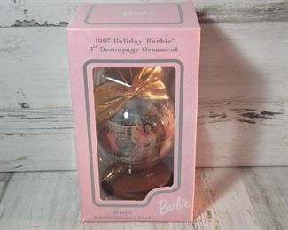 NIB 1997 Barbie Decoupage Ornament on Wooden Stand