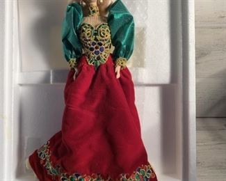 NIB 1995 Holiday Jewel Porcelain Barbie Collection