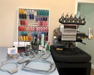 Melco Embroidery Machine with accessories
