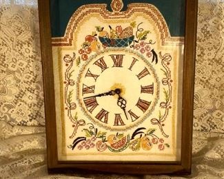 Late 1800 Needlepoint Electric Clock