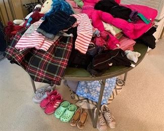 Kids clothes, shoes, and ski gear