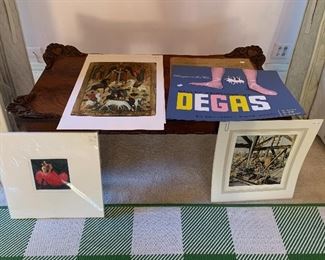 Great prints ready for a frame.  Unique coffee table