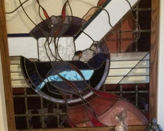 Large Peter McGrain signed Stained Glass 