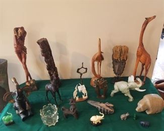 Hand created animal sculptures collected from world travels