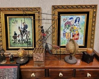 Beautifully framed enamel art work