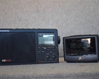 Lot of 2 Radios | Sangean Weather Radio and Zenith Digital Clock Radio. | S 10.75"x6.75"x3" Z6.5"x5"x3.5"