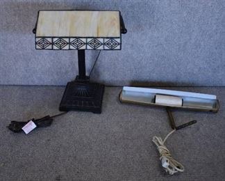 Lot of 2 Stained Glass Table Lamp | Double Sided Wall Display Lamp | SG 15.5"x8.75"x6" D 13.5" Wide | ~ LOCAL PICKUP ONLY ~