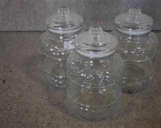 Lot of 3 Glass Canister Jars | Fruit Pattern | 11"x6.5"
