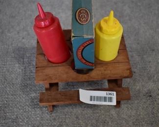 Lot of 2 Kitchen Items | Condiment Picnic Table and Vintage CCS Crown Jar rings