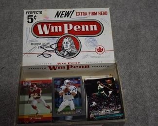 Cigar Box Full of Sports Cards - Baseball, Basketball, & Football