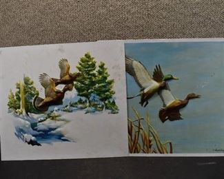 Lot of 2 3D Embossed Game Bird Pictures | Richard E. Bishop , Fred Sweney | 14.5"13"