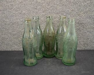 Lot of 5 Glass Coca-Cola Bottles | From Wichita, Somersworth, Columbia, and Livingston Mont. | 8"x2.25"