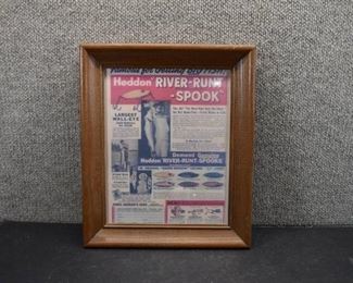 Framed Heddon "River-Runt- Spook" Advertisement | 12.5"x10.5"