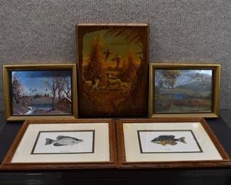 Lot of 4 Game Bird and Fish Pictures
