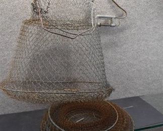 Lot of 2 Wire Fish Baskets | With Boat C-Clamp | 22"x14.5" and 20"x16"