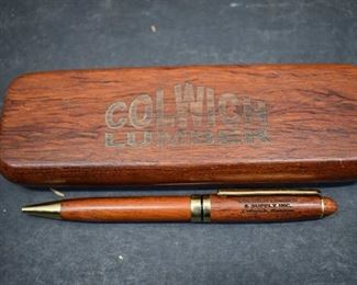 Colwich Lumber Wooden Pen in Wooden Case | Gold Plated Tip | Case is 6.75"