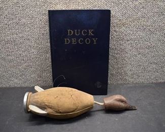 Vintage Duck Decoy and "Duck Decoy" Book | Decoy is 11" L