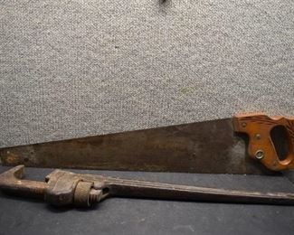 Ridge Tool Co. 24" Monkey Wrench and 29" Hand Saw | ~ LOCAL PICKUP ONLY ~