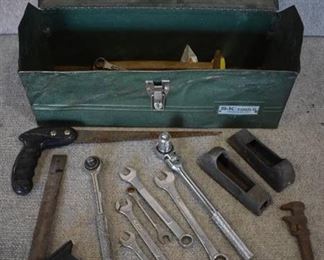 Green Tool Box Full of Tools | Ratchets, Wrenches, Saw, Etc. | 191.5" L | ~ LOCAL PICKUP ONLY ~