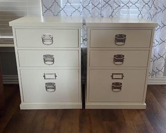 (2) White Pottery Barn 3-Drawer Filing Cabinets