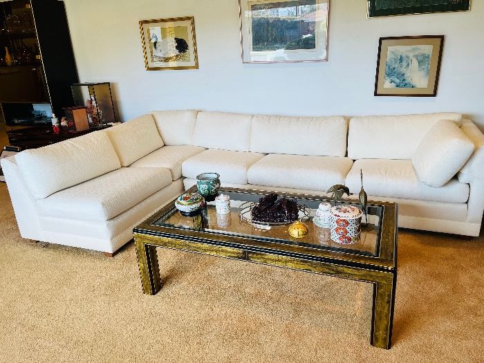 Beautiful Vintage Ivory Color Sectional Couch Set