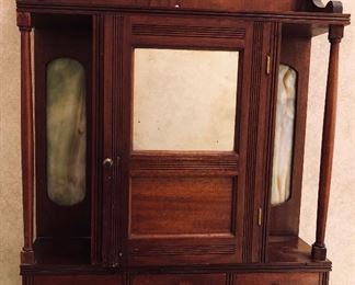 Antique Medicine Cabinet with stained glass.