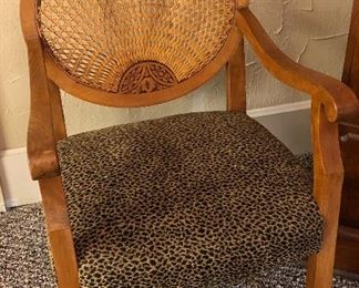 Antique chair with cane back.