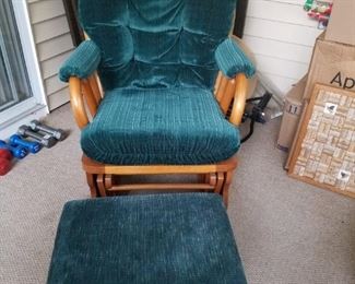#8 $40.00ea - 2 Oak glider rocking chairs each with ottoman