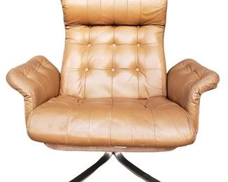 Mid Century Modern Leather Swivel Chair