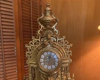 Franz Hermle & Son (FHS) Rococo brass mantle clock, ca 1970s