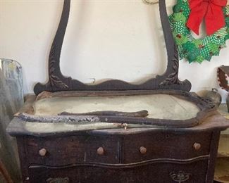Antique vanity dresser with mirror, project piece