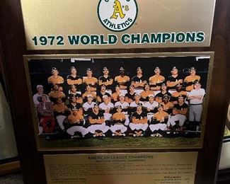Plaque Oakland Atheletes 1972 World Champions