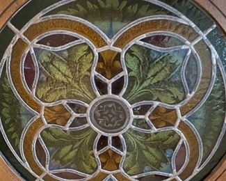1880s Catholic Chicago Church Stain Glass Window put into protective round box