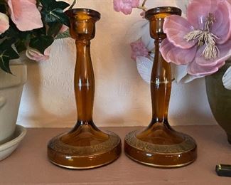 Amber candle holders 