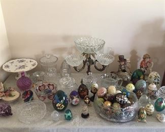 Dozens of decorative egg. Wood, crystal & china.