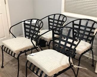 Mid Century iron chairs, refurbished