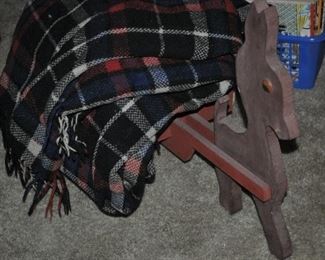 Wool blanket, donkey w/wagon