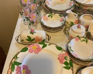 Desert Rose- includes pitcher & glasses, dinner plate, salad plates sugar & creamer, covered butter dish, dessert & fruit bowls and more!  