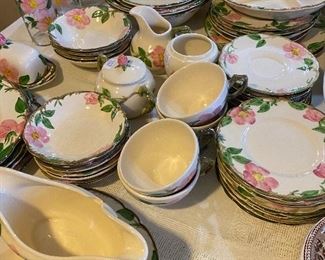 Desert Rose- gravy boat does have chip on one side - only flaw in set - back right is child’s feeding dish 