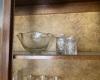 Glass bowl & lidded jars