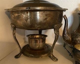 Silverplate  server with candle warmer