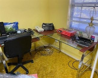 Glass top corner desk