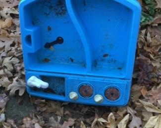 Outside in back yard