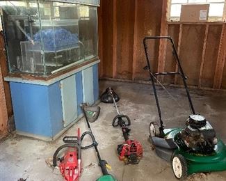 Free Huge Aquarium FREE.  Lawn equipment cheap. 