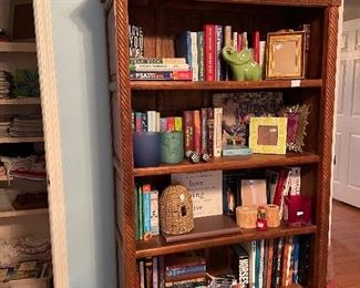 Nice solid book shelves with paneling on sides. 